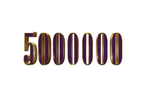 5000000 subscribers celebration greeting Number with luxury design png