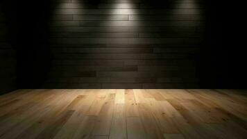 Cleanse light dim divider with brilliant chiaroscuro and wooden floor. Bump in establishment for thing presentation. Creative resource, Video Animation