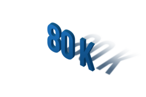 80 k subscribers celebration greeting Number with isomatric design png