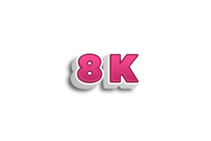 8 k subscribers celebration greeting Number with pink 3d design png