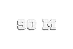 90 million subscribers celebration greeting Number with 3d paper design png