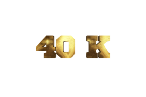 40 k subscribers celebration greeting Number with brass design png
