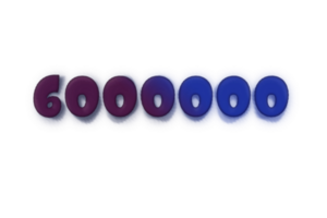 6000000 subscribers celebration greeting Number with ink design png