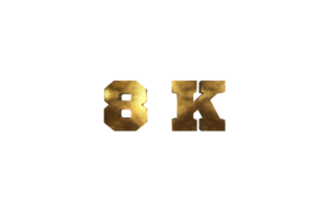 8 k subscribers celebration greeting Number with brass design png