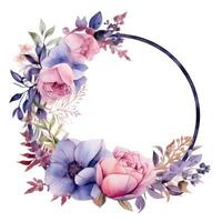 Watercolor floral frame. Illustration photo