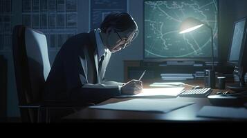 businessman working, digital art illustration, photo