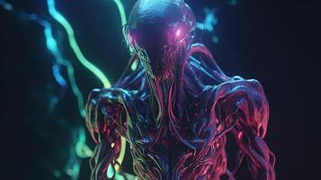 glowing alien creature, digital art illustration, photo