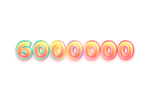 6000000 suscriptores celebracion saludo número con caramelo color diseño png