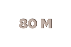 80 million subscribers celebration greeting Number with engrave design png