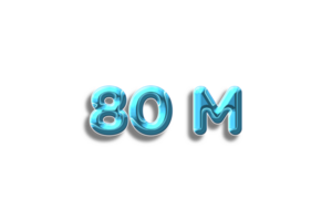 80 million subscribers celebration greeting Number plastic with design png