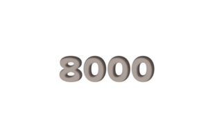 8000 subscribers celebration greeting Number with engraved design png