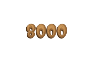 8000 subscribers celebration greeting Number with clay design png