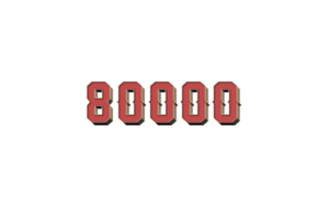 80000 subscribers celebration greeting Number retro with design png