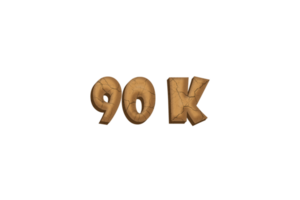 90 k subscribers celebration greeting Number with clay design png