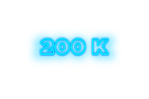 200 k subscribers celebration greeting Number with glow design png