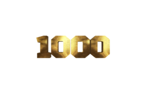 1000 subscribers celebration greeting Number with brass design png