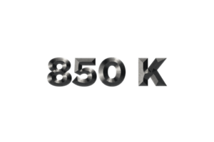 850 k subscribers celebration greeting Number with elegant design png