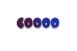 60000 subscribers celebration greeting Number with ink design png