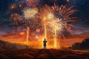 Party Holiday Background with Firework. Illustration photo