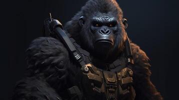 grenadier gorilla, digital art illustration, photo