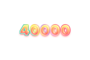 40000 subscribers celebration greeting Number with candy color design png