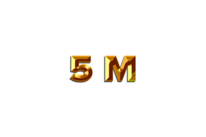 5 million subscribers celebration greeting Number with golden design png