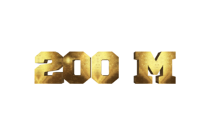 200 million subscribers celebration greeting Number with brass design png