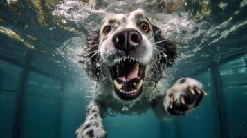 Cute dog underwater. Illustration photo