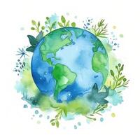 Watercolor Earth planet. Illustration photo