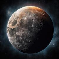 Luna desde espacio. ilustración ai generativo foto