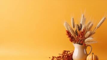 Yellow Thanksgiving day background. Illustration photo