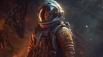 apocalyptic astronaut, digital art illustration, photo