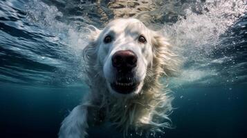 Cute dog underwater. Illustration photo