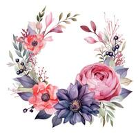 Watercolor floral frame. Illustration photo