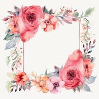 Watercolor floral frame. Illustration photo