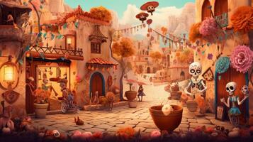 Day of the dead, Dia de los muertos. Illustration photo