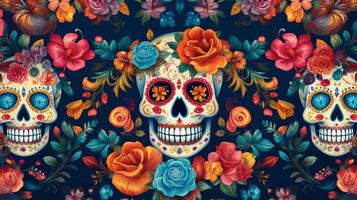 día de el muerto, dia Delaware los muertos. ilustración ai generativo foto