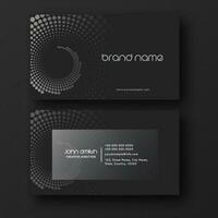 Editable Business Card Template With Dotted Swirl Pattern In Black Color. vector