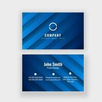 Blue business card or horizontal template design with abstract stripes pattern. vector