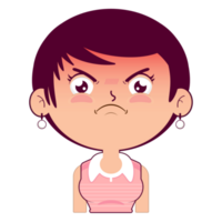 girl angry face cartoon cute png