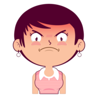 girl angry face cartoon cute png