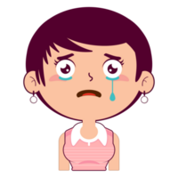 girl crying and scared face cartoon cute png