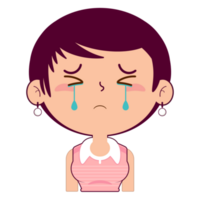 girl crying and scared face cartoon cute png