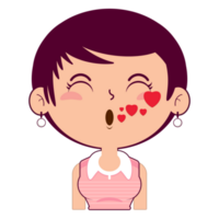 fille sifflement l'amour visage dessin animé mignonne png