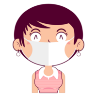 girl wear mask cartoon cute png