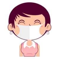 girl wear mask cartoon cute png