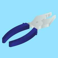 3D illustration of pliers icon in blue and grey color. vector