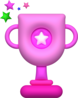 3D illustration pink trophy and stars png