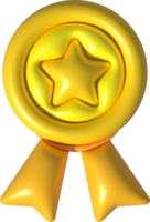 3D illustration Medal, Guaranteed, with stars png