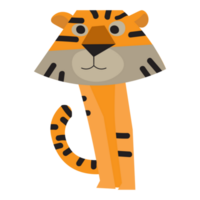 Cute tiger hand drawn illustration, Cartoon animal character png